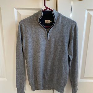 Faherty men’s grey cotton cashmere 1/4 zip sweater